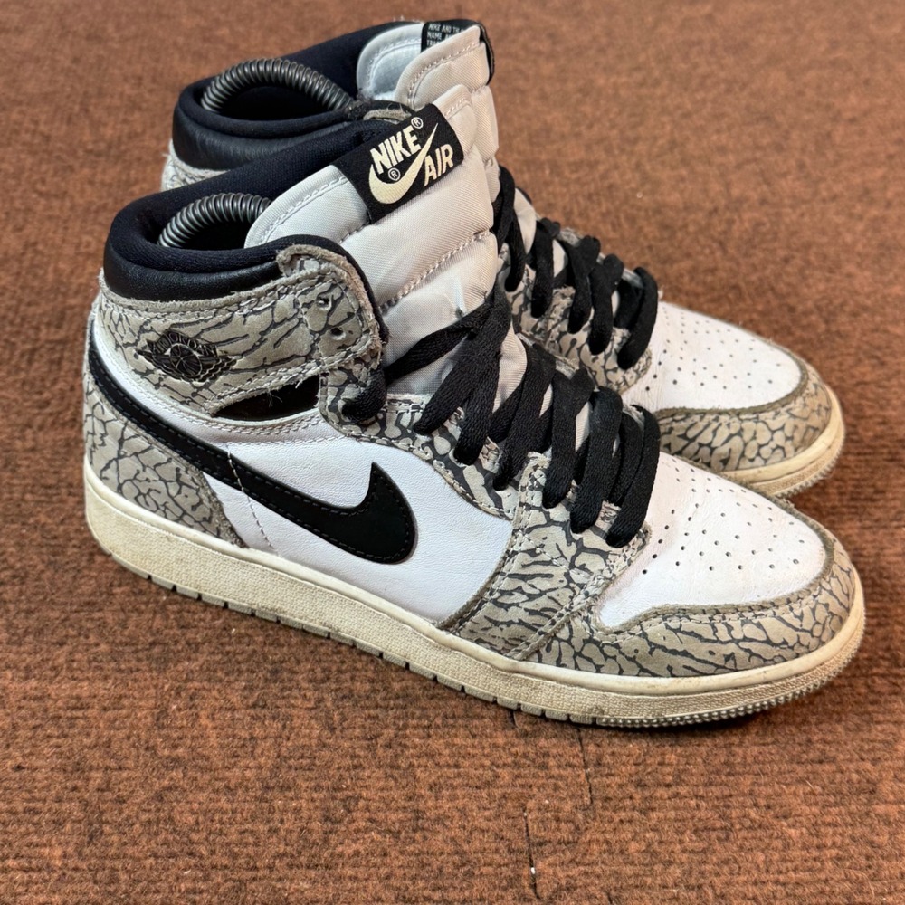Jordan 1 Retro High OG GS White Cement Elephant Print Kids 5.5Y FD1437-052 C+